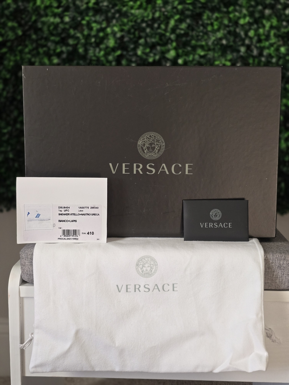 Versace White and Blue Greca Low-Top Sneakers - Picture 4 of 4
